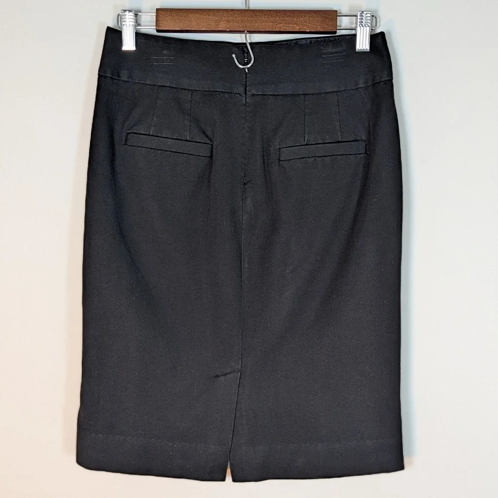 Banana Republic Pencil Skirt Womens 2 Black Stretch Cotton Blend Office Workwear